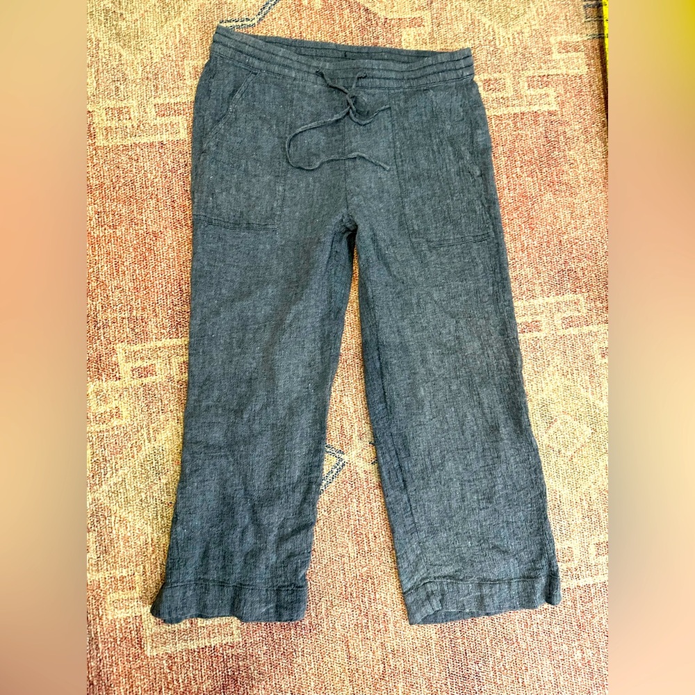 J Jill wide leg linen and rayon pull on flowy crinkle pants size small